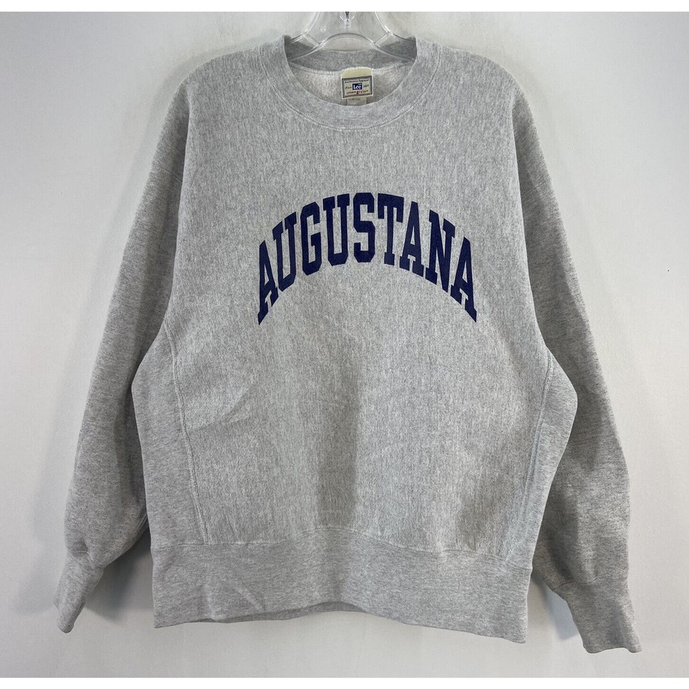 VTG Lee Grey Blue Augustana University Crewneck Pullover Sweatshirt Mens Size XL